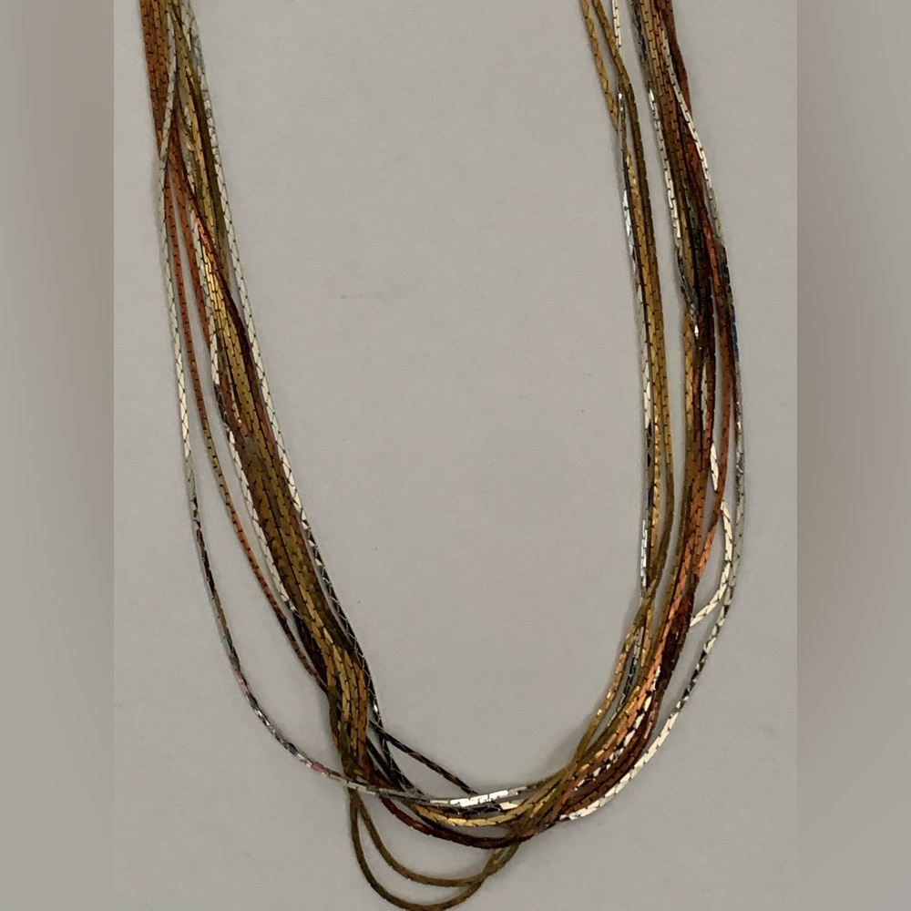 TLC New vintage black silver gold multi chain necklace